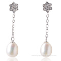 WSEHR04367W vintage real pink freshwater pearl earrings